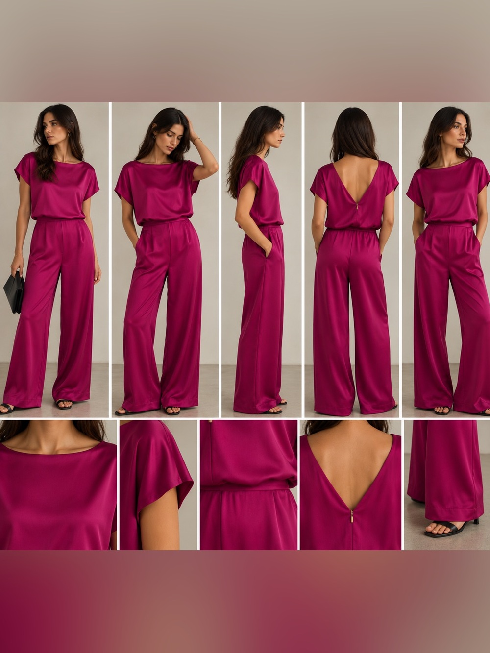 Pink Wide-Leg Jumpsuit Like New